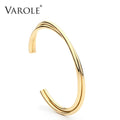 VAROLE Simple Twisted line Cuff Bracelet Stainless steel Bangle Gold Color Bracelets Bangles For Women Fashion Jewelry Pulseiras