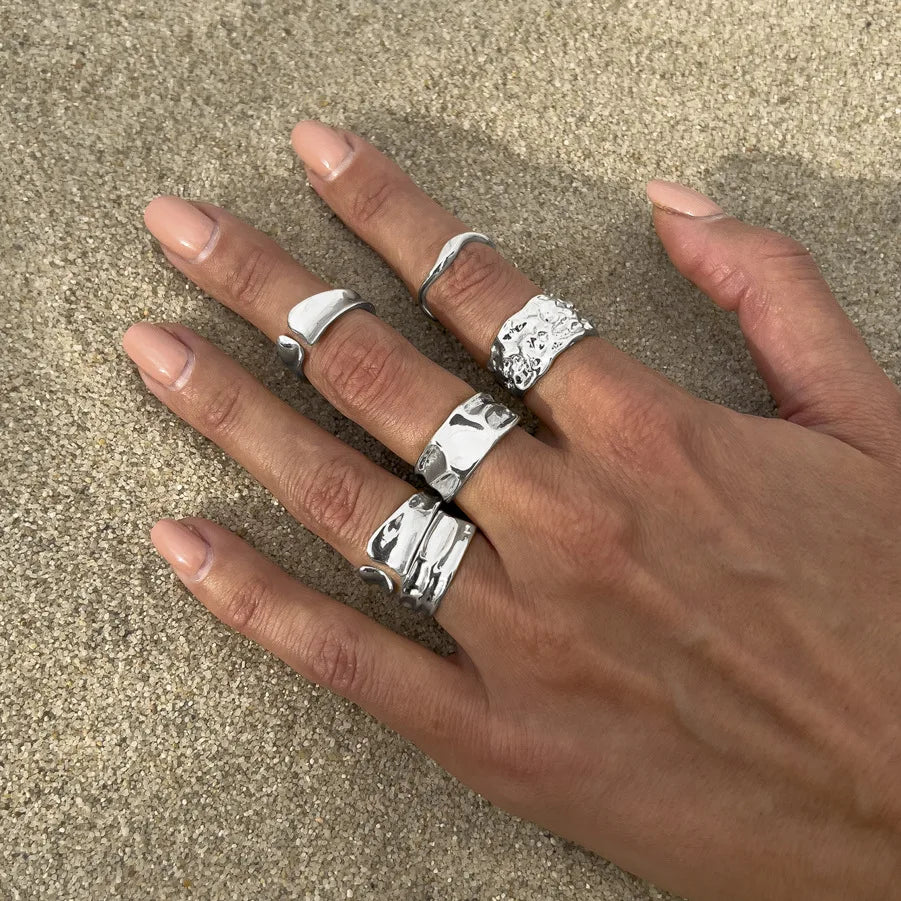 DIEZI One Set Fashion Irregular Geometric Knuckle Rings For Women Bohemian Vintage Gold Silver Color Open Joint Ring Jewelry