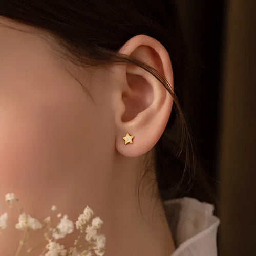 925 Sterling Silver Pentagram Star Stud Earrings for Women Minimalist Sparkling Zircon INS Small Earring Colleague Party Jewelry