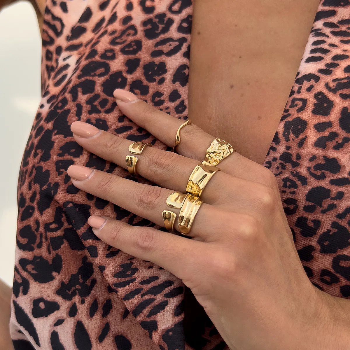 DIEZI One Set Fashion Irregular Geometric Knuckle Rings For Women Bohemian Vintage Gold Silver Color Open Joint Ring Jewelry