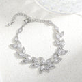 ZAKOL Fashion Zirconia Flower Charm Bracelets for Women Micro Paved Leaf Bracelet Bridal Wedding Party Jewelry