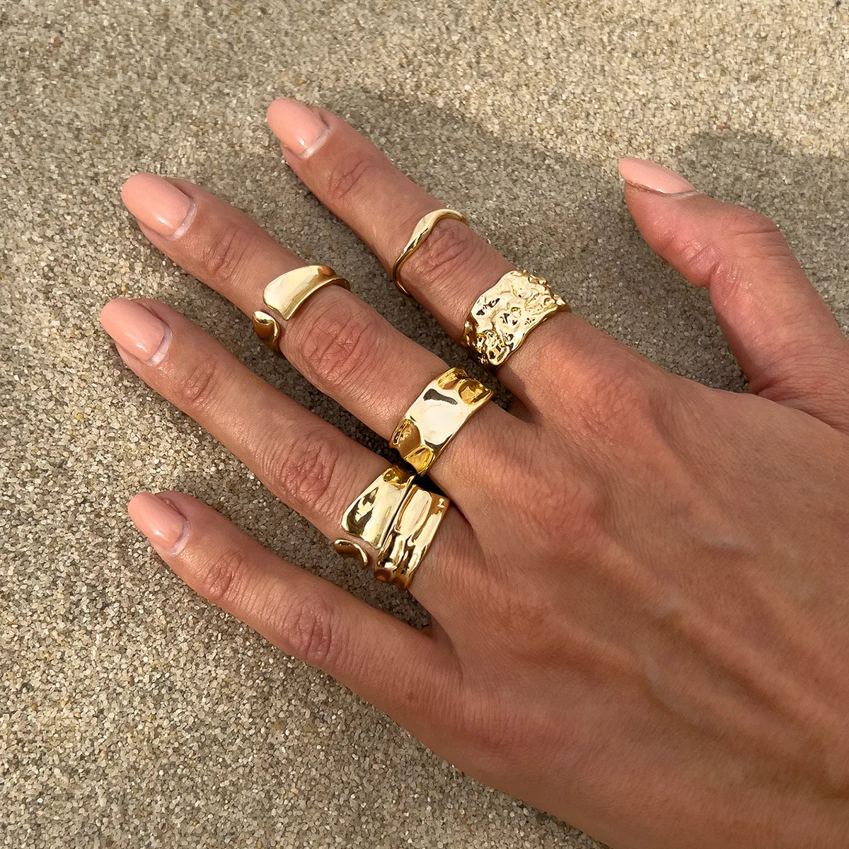 DIEZI One Set Fashion Irregular Geometric Knuckle Rings For Women Bohemian Vintage Gold Silver Color Open Joint Ring Jewelry