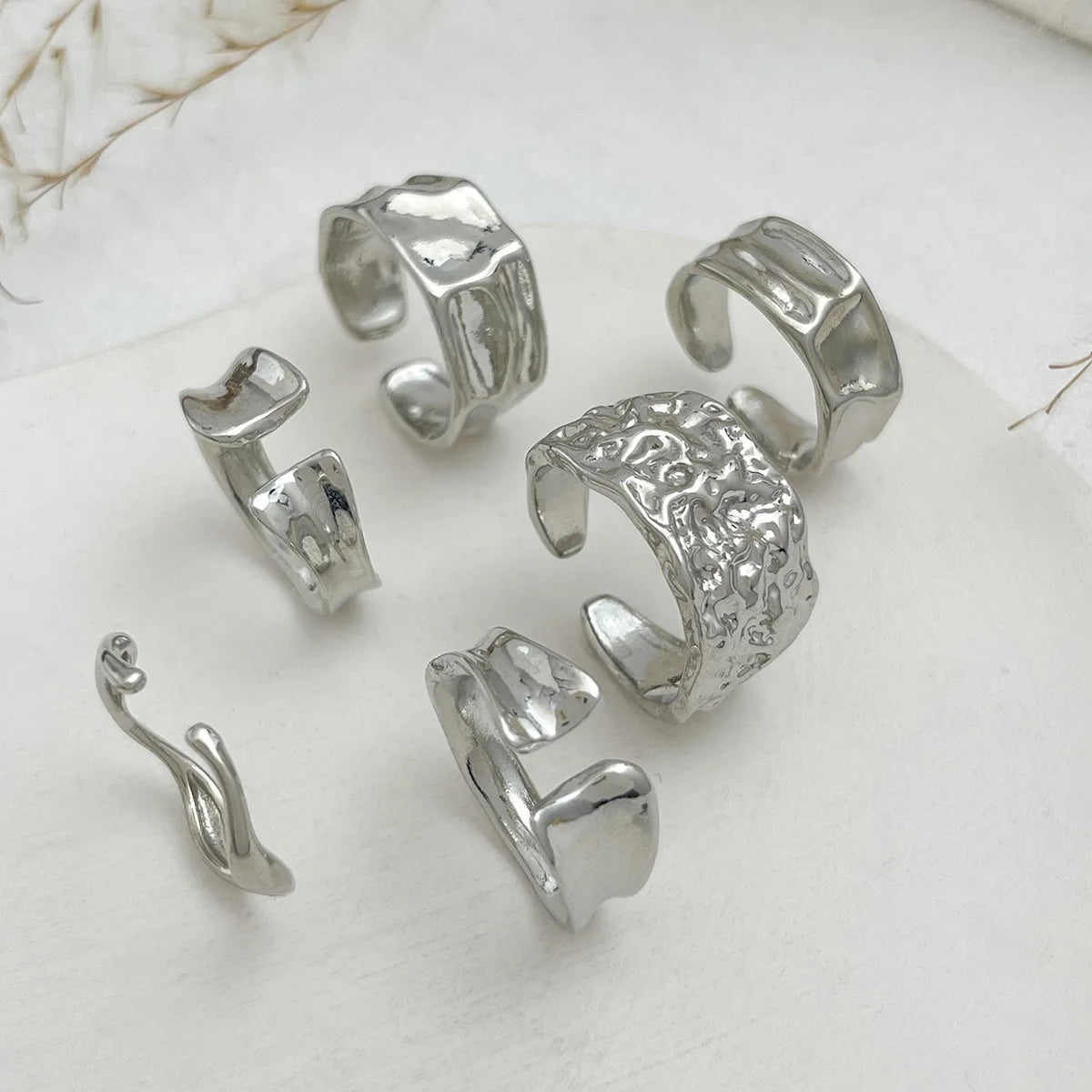 DIEZI One Set Fashion Irregular Geometric Knuckle Rings For Women Bohemian Vintage Gold Silver Color Open Joint Ring Jewelry